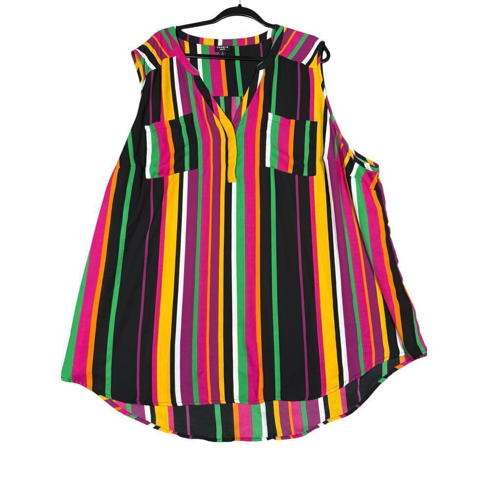 Torrid Harper Sleeveless Striped Popover Blouse - Size 5 (4X) - Picture 2 of 5